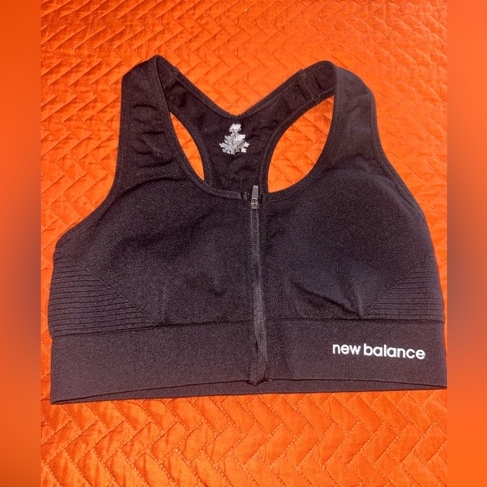New Balance Black Zipper Sports Bra